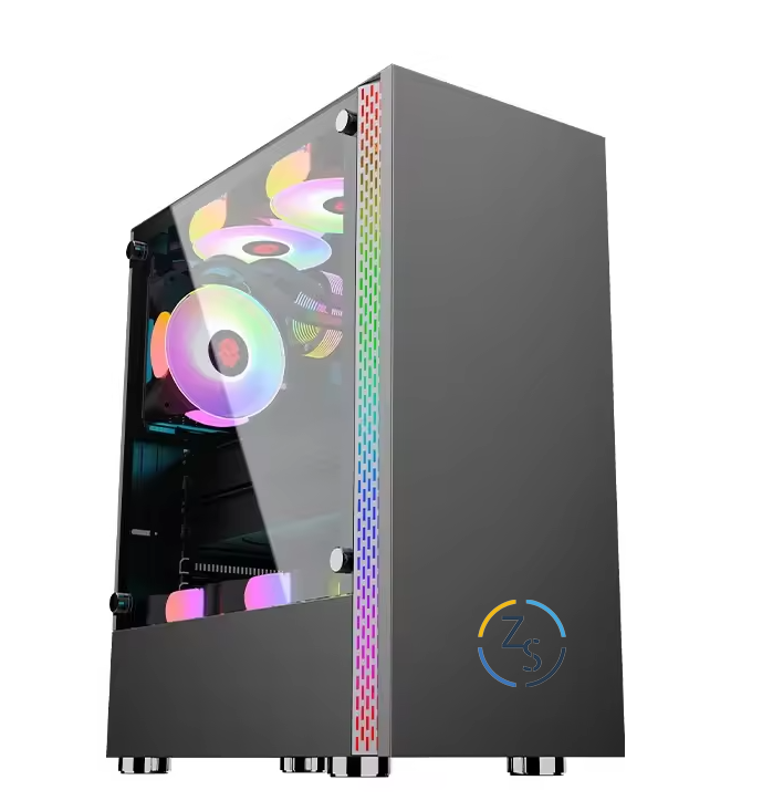PC Gehäuse S217 Schwarz Seitenglas Gaming Gehäuse für PC Bau und Modding SYNC