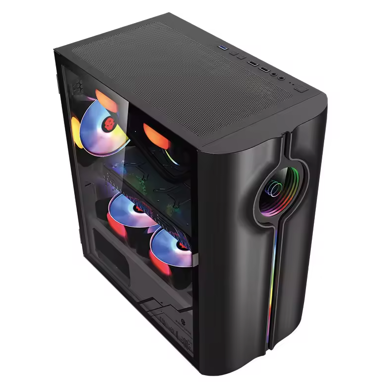 PC Gehäuse Z201 Schwarz Seitenglas Gaming Gehäuse für PC Bau und Modding SYNC