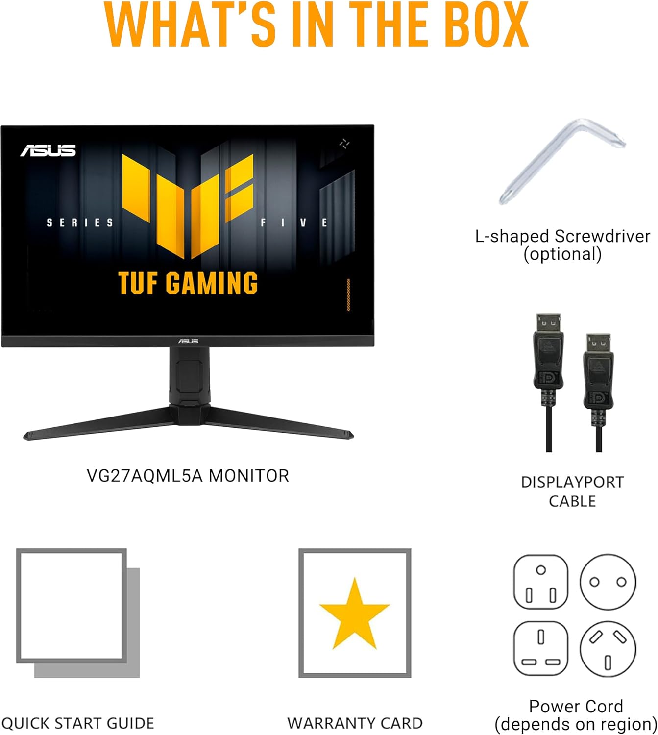 ASUS TUF Gaming VG27AQML5A QHD Monitor (27 Zoll, 2560 x 1440, 300Hz, Fast IPS, ELMB Sync, AMD FreeSync Premium, VESA DisplayHDR 400, 0,3ms Reaktionszeit, Lautsrecher, 2X HDMI, DisplayPort, Gaming AI)