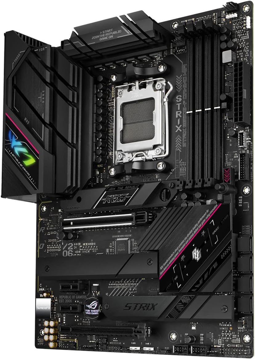 ASUS ROG STRIX B650E-F GAMING WIFI Mainboard Sockel AMD AM5 (Ryzen 7000, ATX, DDR5 Speicher, 12+2 Power Stages, USB 3.2 Gen 2x2 Typ-C, PCIe 5.0, Q-Release, WiFi 6E, Aura Sync)