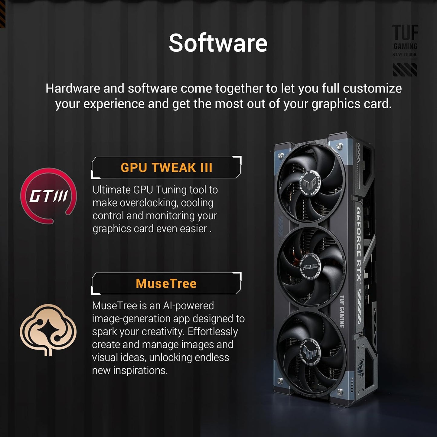 ASUS TUF Gaming GeForce RTX 5090 OC Edition 32GB GDDR7 Gaming Grafikkarte (Nvidia GeForce RTX5090, 3,6 Slot Design, PCIe 5.0, 2X HDMI 2.1b, 3X DisplayPort 2.1a, TUF-RTX5090-O32G-GAMING)