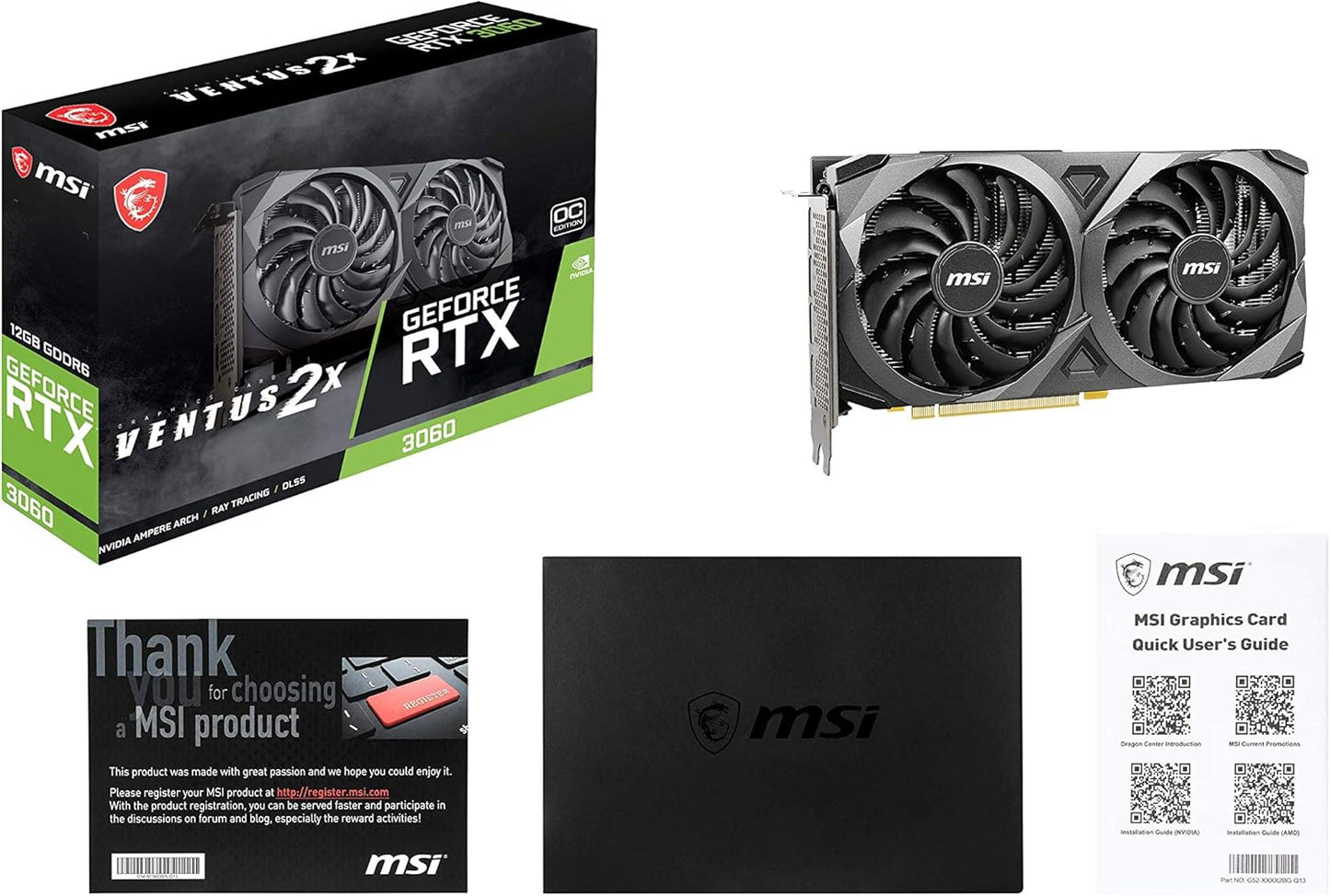 MSI GeForce RTX 3060 VENTUS 2X 12G OC, Gaming Grafikkarte - NVIDIA RTX 3060, 12GB GDDR6 Speicher, 192-bit, 15 Gbps
