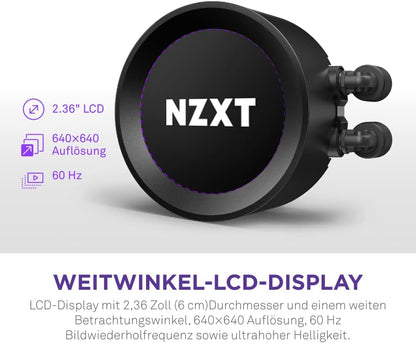 NZXT Kraken Elite 360 RGB - RL-KR36E-B1-360mm AIO CPU Wasserkühlung - 2,36" LCD Display 640x640-3x120mm Core Fans - EIN Breakoutkabel zur einfachen Installation - anpassbar durch NZXT CAM, Schwarz