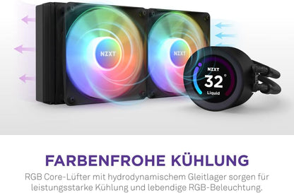 NZXT Kraken Elite 360 RGB - RL-KR36E-B1-360mm AIO CPU Wasserkühlung - 2,36" LCD Display 640x640-3x120mm Core Fans - EIN Breakoutkabel zur einfachen Installation - anpassbar durch NZXT CAM, Schwarz