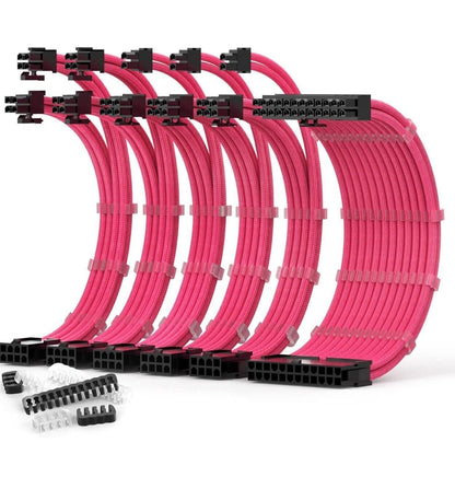 PC Kabel Pink 6er Set Double CPU Modding Kabel ATX IDE Gaming PC ASUS SYNC