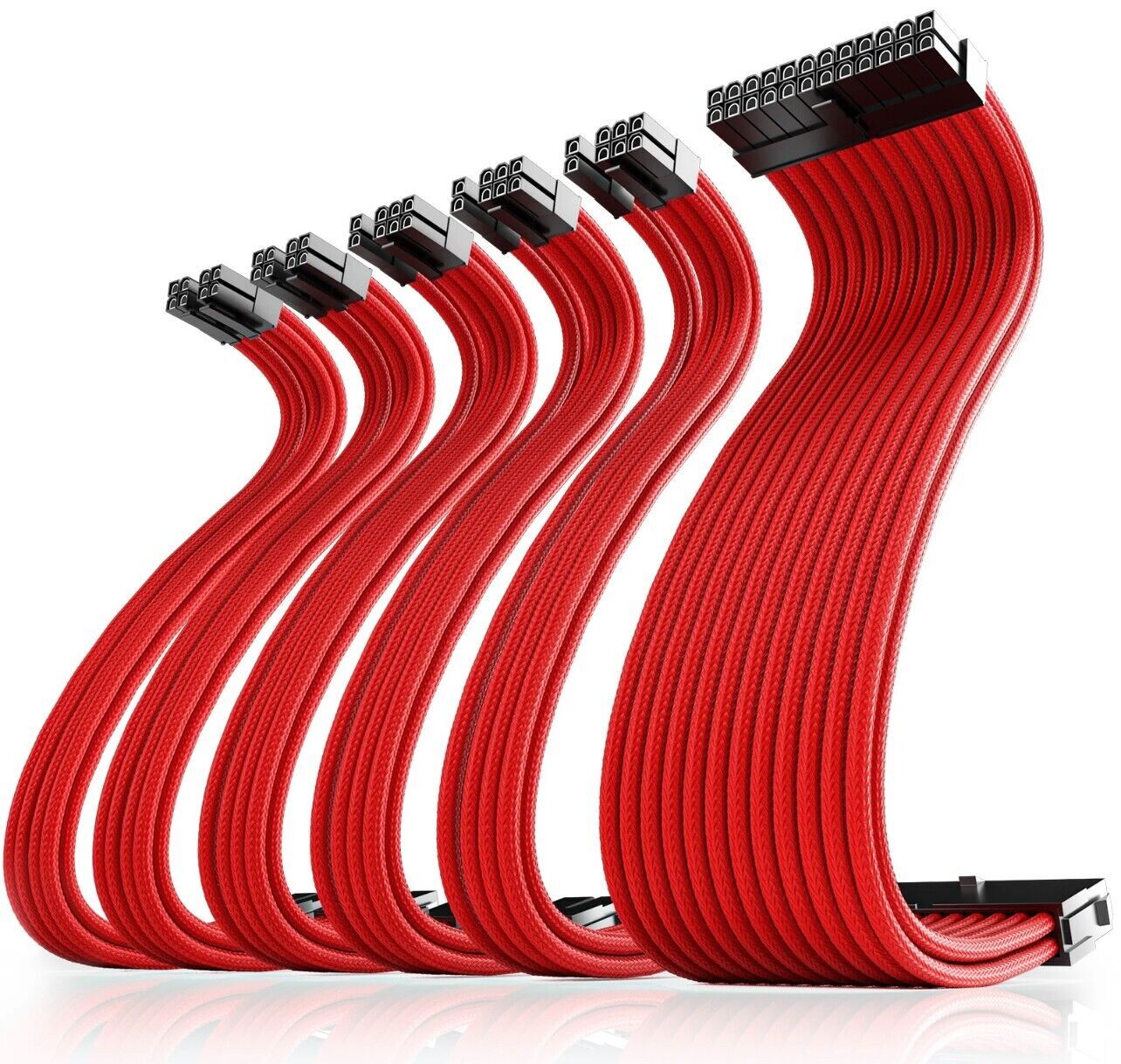 PC Kabel Rot 6er Set Double CPU Modding Kabel ATX IDE Gaming PC ASUS SYNC