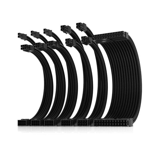 PC Kabel Schwarz 6er Set Double CPU Modding Kabel ATX IDE Gaming PC ASUS SYNC