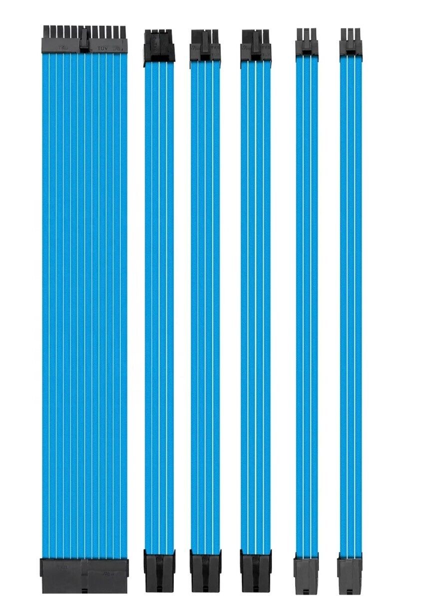PC Kabel Set Hellblau 6er Moding Kabel mit ATX IDE Gaming PC ASUS MSI AORUS ARGB