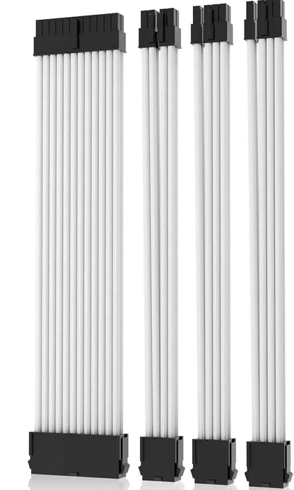 PC Kabel Set Weiß 4er Modding Kabel mit Schwarze Steckern ATX IDE Gaming PC ARGB