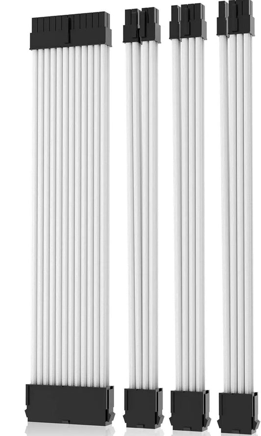 PC Kabel Set Weiß 4er Modding Kabel mit Schwarze Steckern ATX IDE Gaming PC ARGB