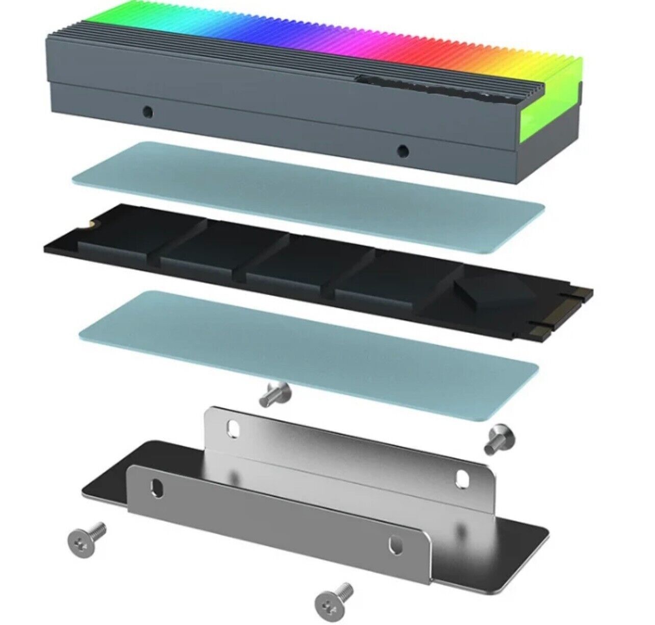 SSD M.2 ARGB Kühlkörper Grau Premium Kühlung für SSD Moding Zubehör ASUS SYNC