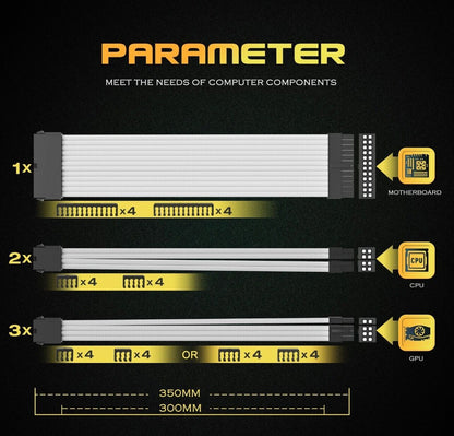 PC Kabel Set Weiß 6er Modding Kabel mit ATX IDE Gaming PC ASUS MSI AORUS ARGB