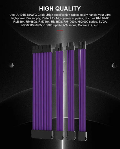 PC Kabel Set Lila 4er Modding Kabel mit ATX IDE Gaming-PC ASUS MSI AORUS ARGB