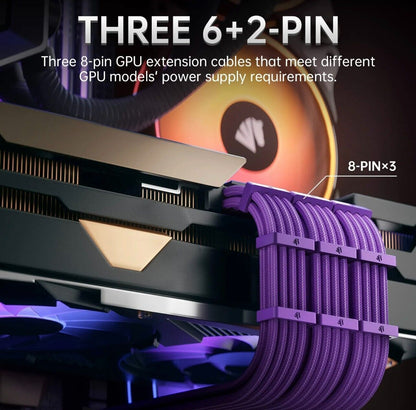 PC Kabel Lila 6er Set Double CPU Modding Kabel ATX IDE Gaming-PC ASUS SYNC