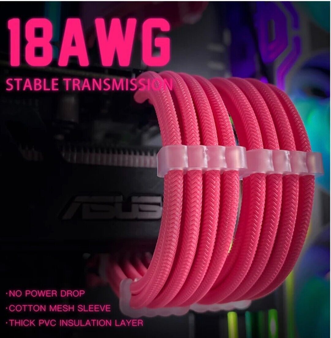 PC Kabel Pink 6er Set Double CPU Modding Kabel ATX IDE Gaming PC ASUS SYNC