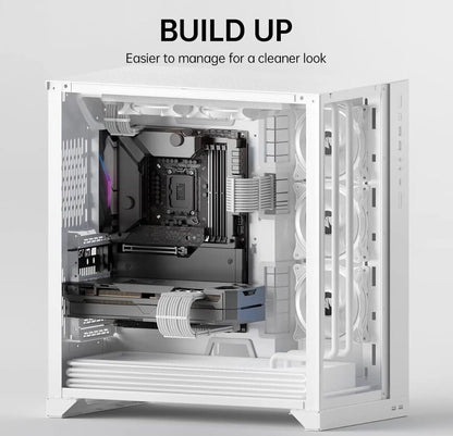 PC Kabel Set Weiß 4er Modding Kabel mit Schwarze Steckern ATX IDE Gaming PC ARGB