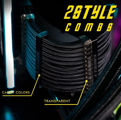 PC Kabel Set Schwarz 6er Modding Kabel mit ATX IDE Gaming PC ASUS MSI AORUS ARGB