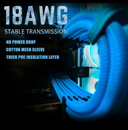 PC Kabel Set Hellblau 6er Moding Kabel mit ATX IDE Gaming PC ASUS MSI AORUS ARGB