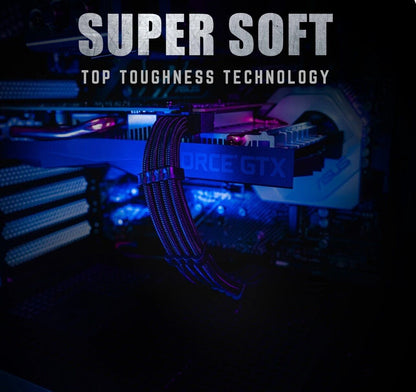 PC Kabel Schwarz 6er Set Double CPU Modding Kabel ATX IDE Gaming PC ASUS SYNC