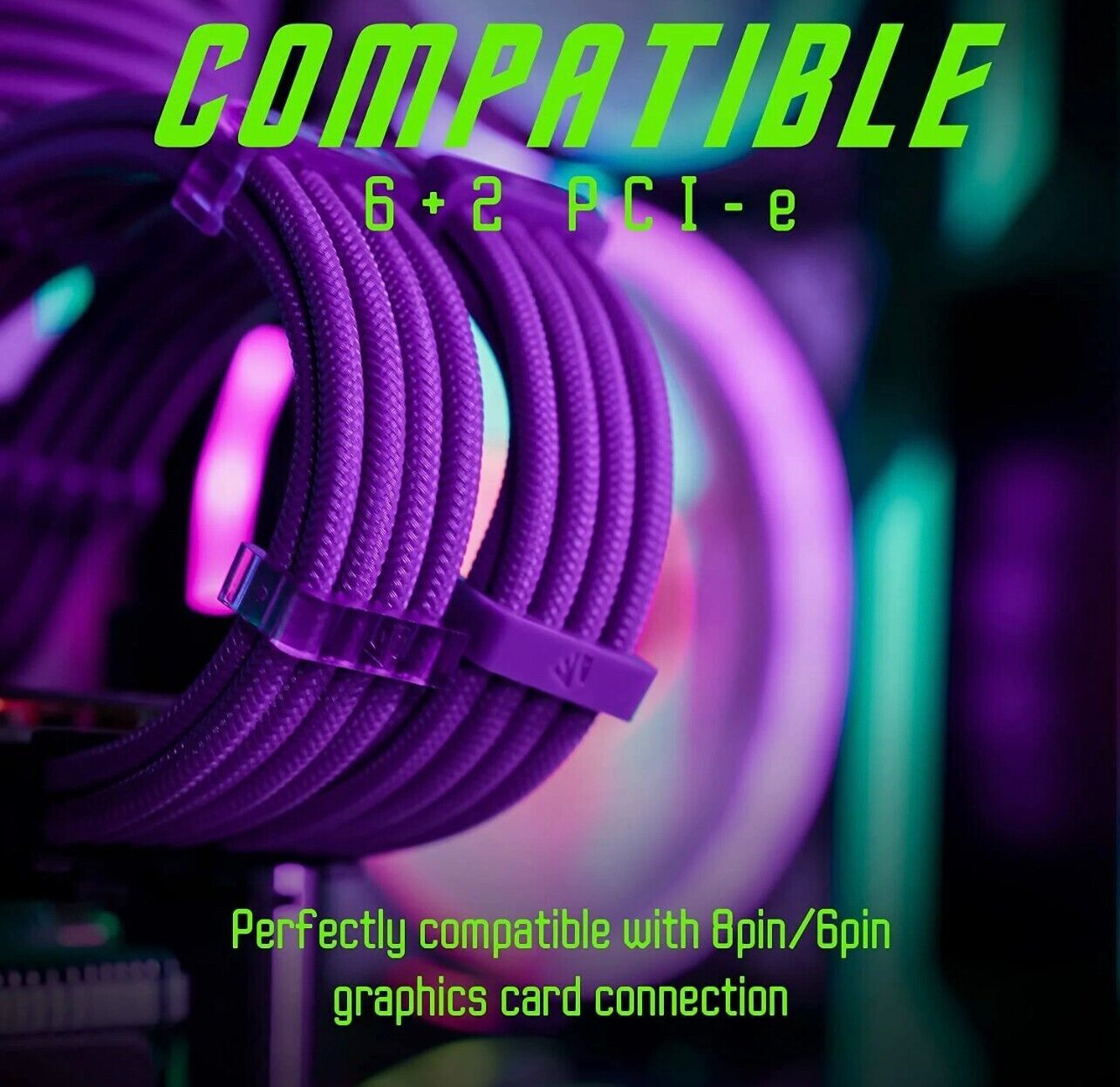 PC Kabel Set Lila 4er Modding Kabel mit ATX IDE Gaming-PC ASUS MSI AORUS ARGB