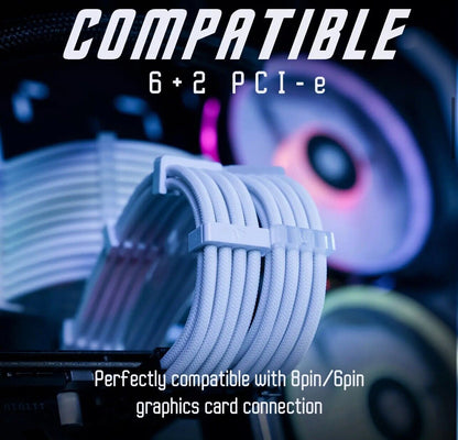 PC Kabel Set Weiß 4er Modding Kabel mit Schwarze Steckern ATX IDE Gaming PC ARGB