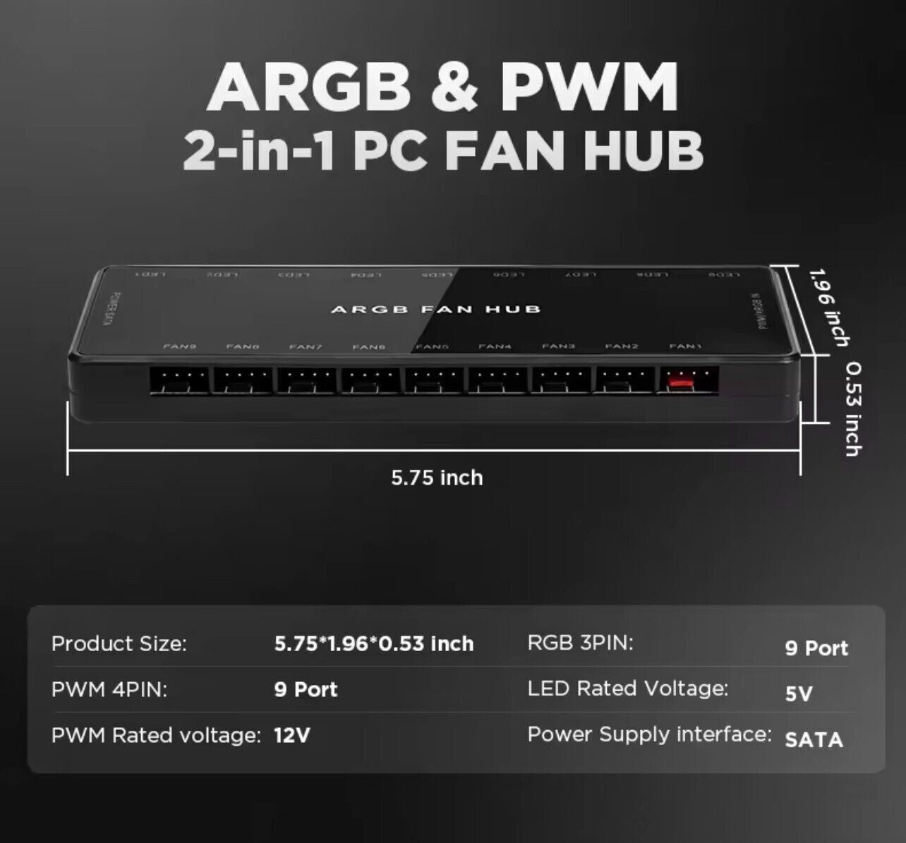 Hub Schwarz AE RGB Steuerung Controller für PC Modding Zubehör ASUS MSI SYNC