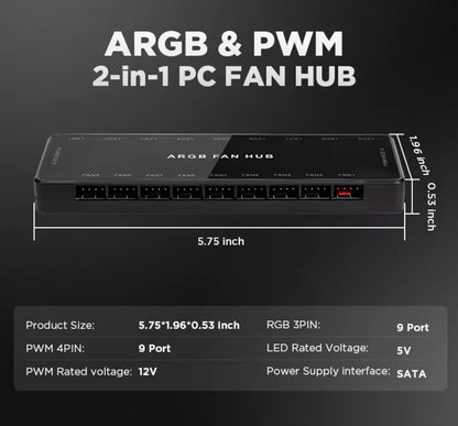 Hub Schwarz AE RGB Steuerung Controller für PC Modding Zubehör ASUS MSI SYNC