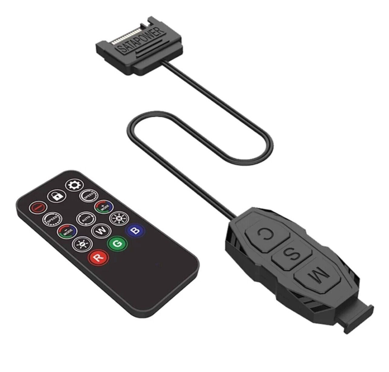 HUB ARGB Schwarz mit Fernbedienung Single Kabel für PC RGB-Beleuchtung ASUS MSI