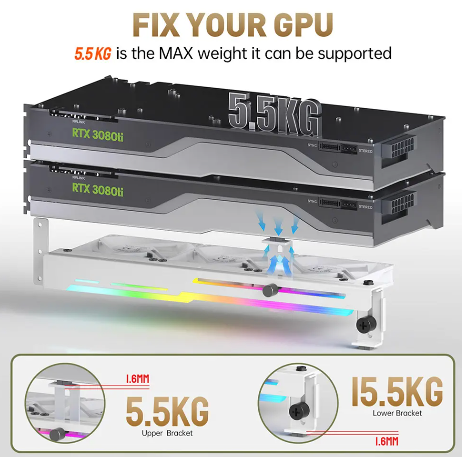 Grafikkarten Kühler Weiß ARGB RGB Zubehör PC-Modding ASUS MSI AORUS SYNC PC