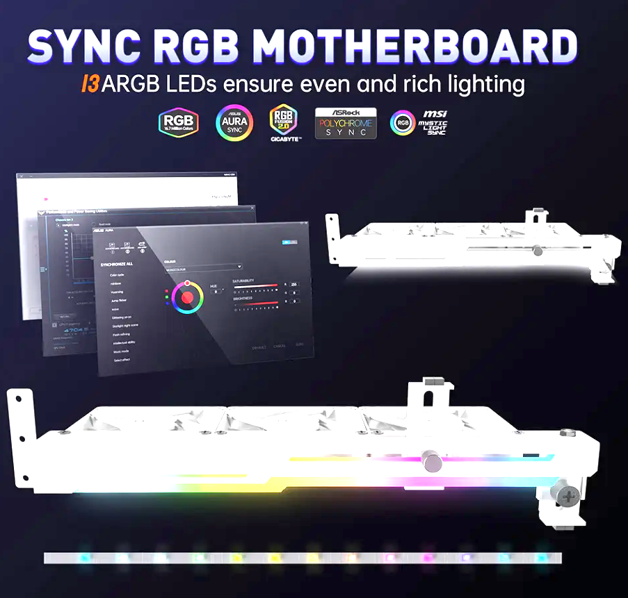 Grafikkarten Kühler Schwarz ARGB RGB Zubehör PC-Modding ASUS MSI AORUS SYNC PC