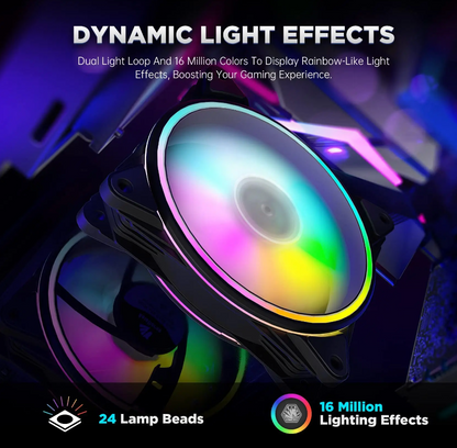 Lüfter Schwarz ARGB mit Controller Gehäuselüfter für PC Modding Zubehör ASUS MSI