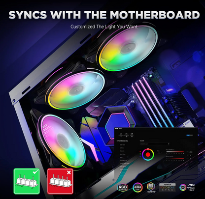 Lüfter Schwarz ARGB mit Controller Gehäuselüfter für PC Modding Zubehör ASUS MSI