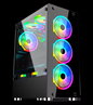 PC Gehäuse S208 Schwarz mit Seitenglas Gaming Gehäuse für PC Bau und Moding SYNC