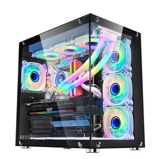 PC Gehäuse Z203 Pro Schwarz Vertikal Seitenglas Gaming Gehäuse SYNC für PC Bau
