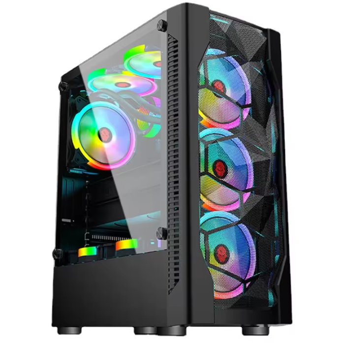 PC Gehäuse Z206 Schwarz Gaming Gehäuse Seitenglas und Vorderglas für PC Bau SYNC