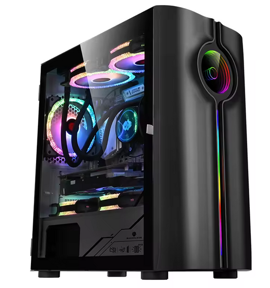 PC Gehäuse Z201 Schwarz Seitenglas Gaming Gehäuse für PC Bau und Modding SYNC