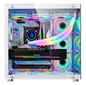 PC Gehäuse Z214 Pro Weiß mit Vertikal Seitenglas Gaming Gehäuse für PC Bau SYNC