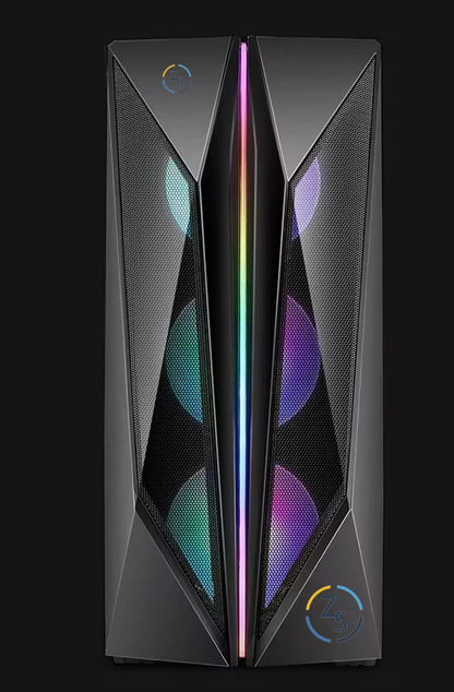 PC Gehäuse Z215 Schwarz mit Vertikal Seitenglas Gaming Gehäuse für PC Bau SYNC