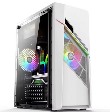 PC Gehäuse Z213 Weiß mit Vertikal Seitenglas Gaming Gehäuse für PC Bau SYNC