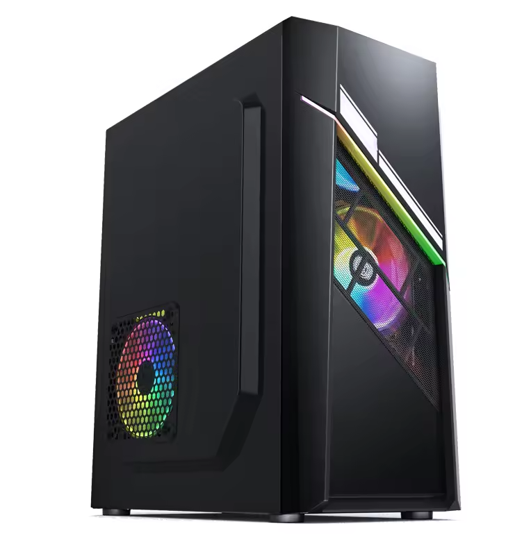 PC Gehäuse Z212 Schwarz mit Vertikal und Seitenglas Gaming Gehäuse für PC Bau