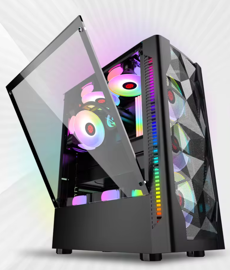 PC Gehäuse Z206 Schwarz Gaming Gehäuse Seitenglas und Vorderglas für PC Bau SYNC