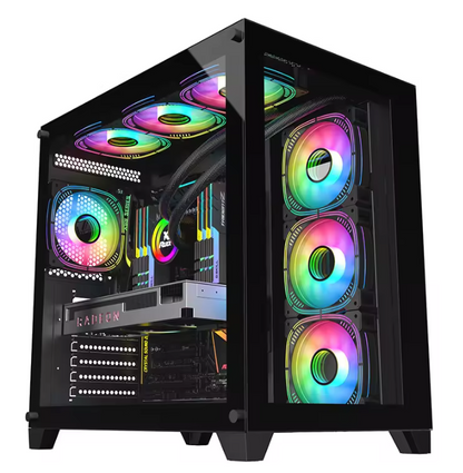 PC Gehäuse Z203 Pro Schwarz Vertikal Seitenglas Gaming Gehäuse SYNC für PC Bau