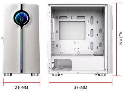 PC Gehäuse Z209 Weiß mit Seitenglas Gaming Gehäuse für PC Bau und Modding SYNC