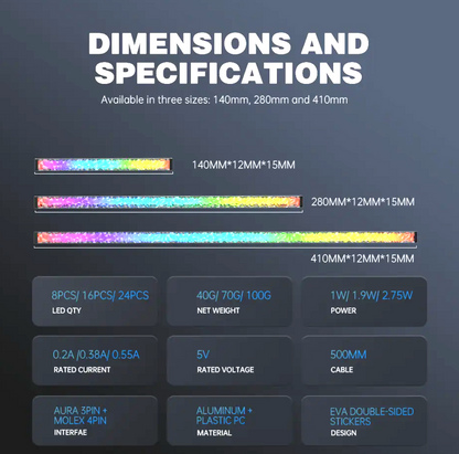 PC Diamant ARGB LED Strip Magnetisch 140mm RGB Zubehör für Modding Beleuchtung