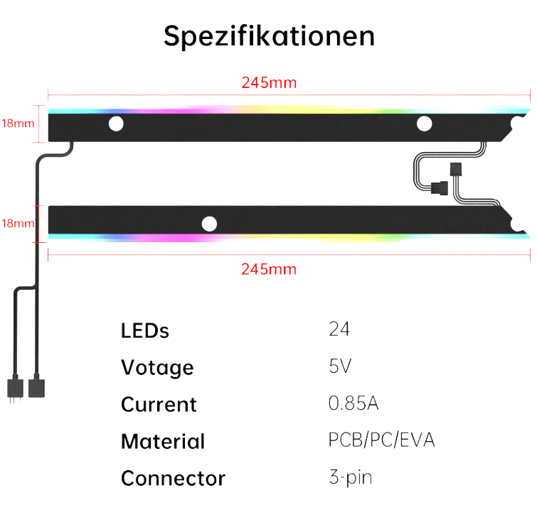 Mainboard RGB Lichtleiste X-ATX Zubehör Modding Beleuchtung für PC ASUS MSI SYNC