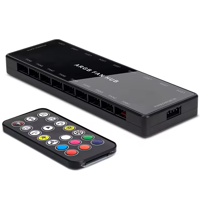 Hub AE Schwarz mit Controller RGB Steuerung für PC Modding Zubehör ASUS MSI SYNC