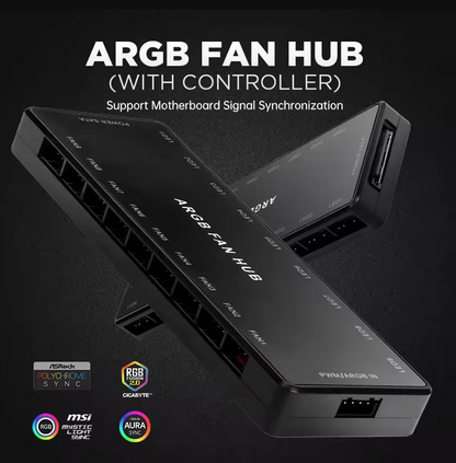 Hub AE Schwarz mit Controller RGB Steuerung für PC Modding Zubehör ASUS MSI SYNC