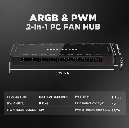 Hub AE Schwarz mit Controller RGB Steuerung für PC Modding Zubehör ASUS MSI SYNC