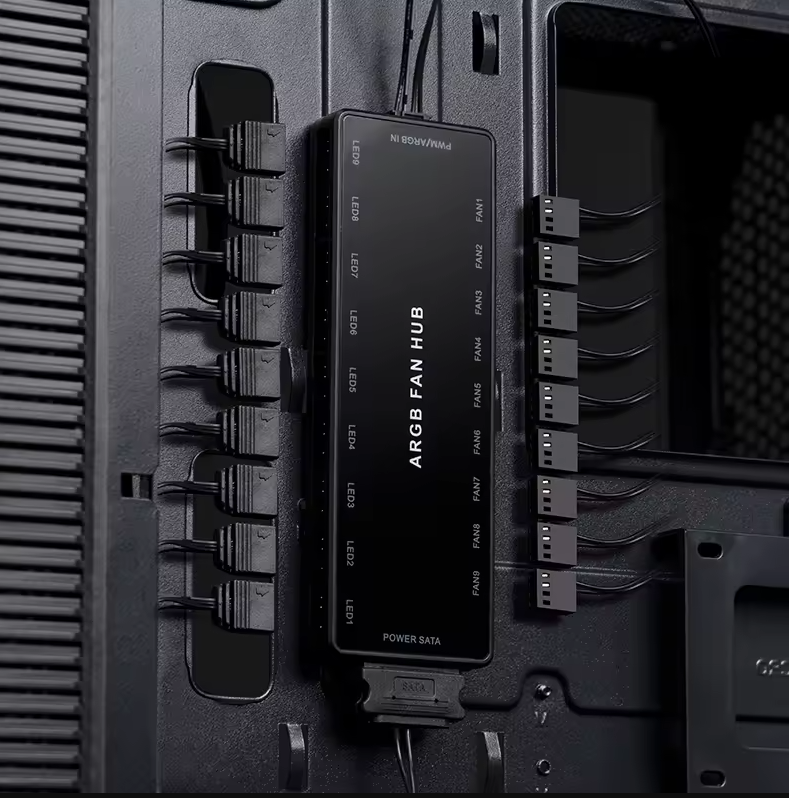 Hub AE Schwarz mit Controller RGB Steuerung für PC Modding Zubehör ASUS MSI SYNC