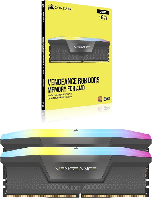 CORSAIR VENGEANCE RGB DDR5 RAM 32GB (2x16GB) 6000MHz CL30-36-36-76 1.40V AMD EXPO Intel XMP 3.0 Desktop-Arbeitsspeicher – Grau (CMH32GX5M2B6000Z30K)